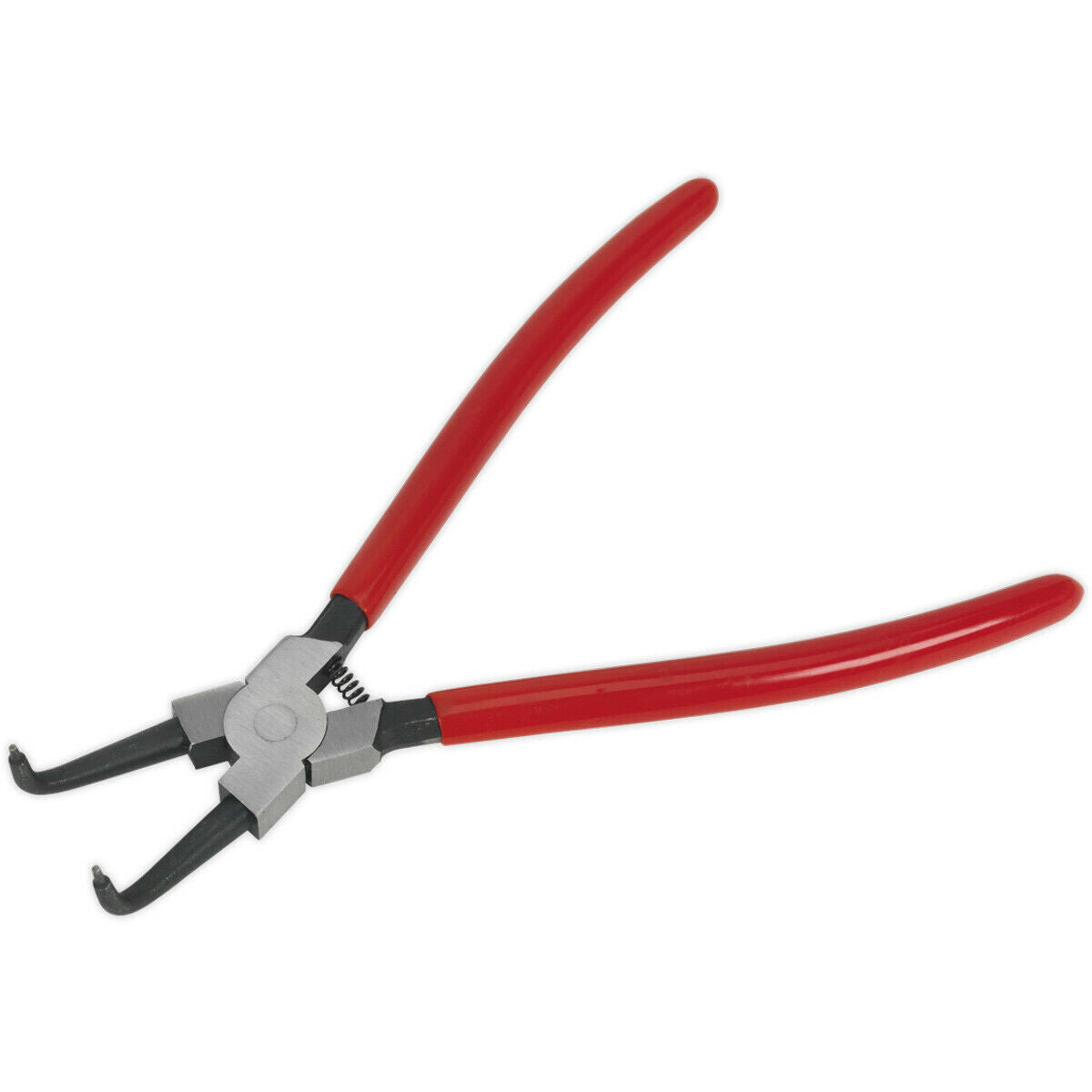 230mm Bent Nose Internal Circlip Pliers - Spring Loaded Jaws - Non-Slip Tips